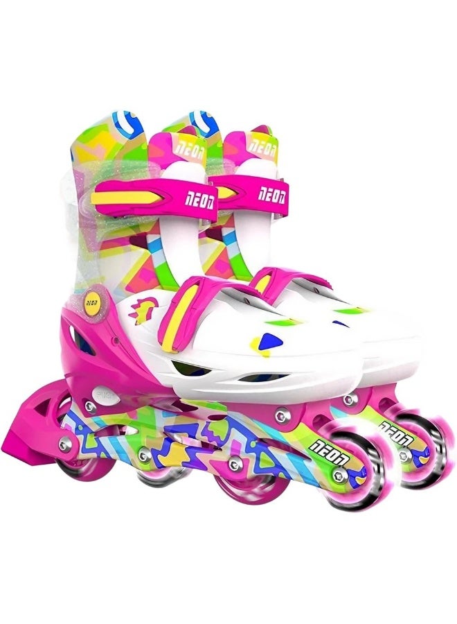 Yvolution Neon 2-in-1 Inline and Quad Combo Skates (Size 12-2, Pink/Yellow) - Image 1