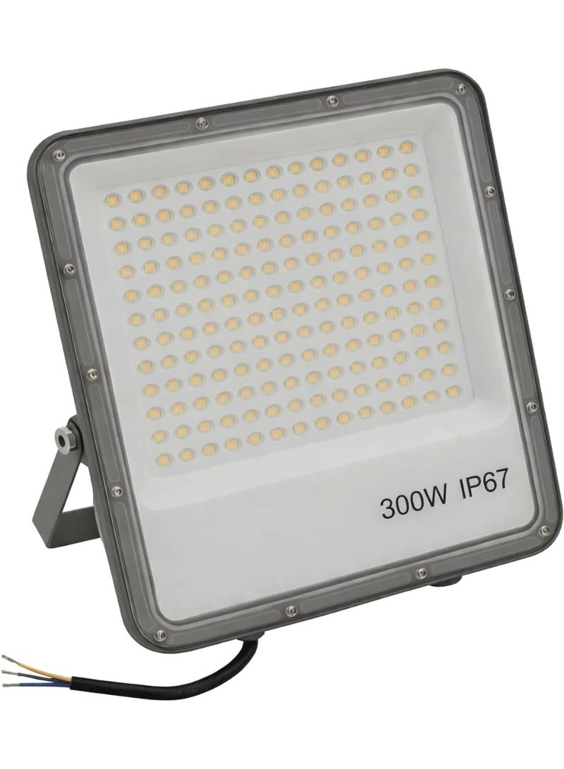 شاف ضوئي LED، قدرة 300 واط، تدفق ضوئي 22000 لومن، جهد 220 فولت، مقاوم للماء بمعيار IP67، لون أبيض دافئ (3000 كلفن)؛ مناسب للحدائق والساحات والمستودعات واللوحات الإعلانية والمرائب. - Image 1