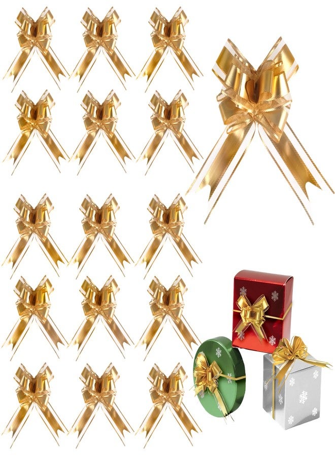 Muswarm Pull Bows for Gift Wrapping, 15 PCS Large Valentines Ribbon Bow for Presents Package, Gift Baskets, Birthday, Wedding, and Party Decor(Matte &Tulle-Gold - Image 1