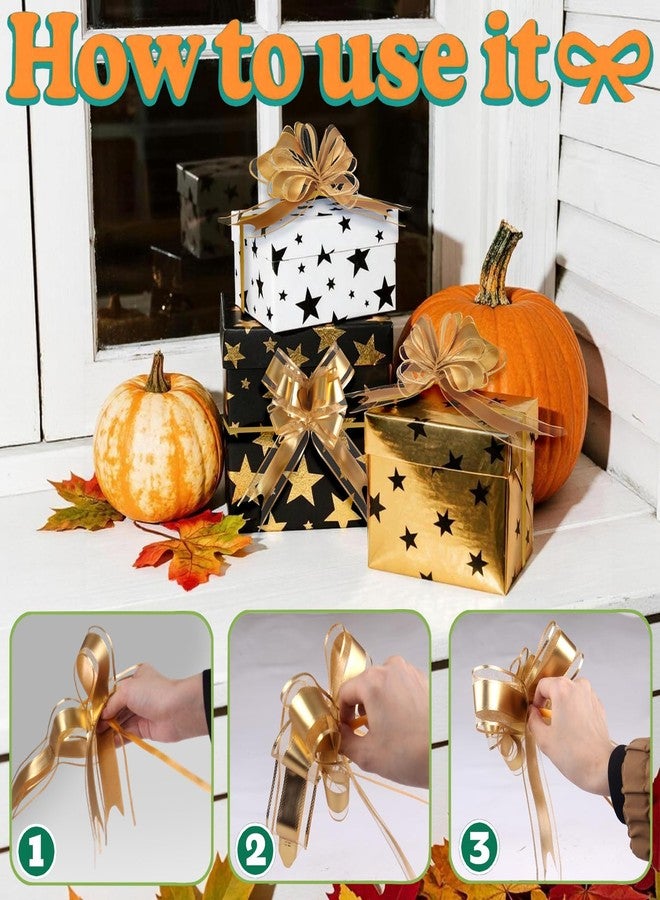 Muswarm Pull Bows for Gift Wrapping, 15 PCS Large Valentines Ribbon Bow for Presents Package, Gift Baskets, Birthday, Wedding, and Party Decor(Matte &Tulle-Gold - Image 3