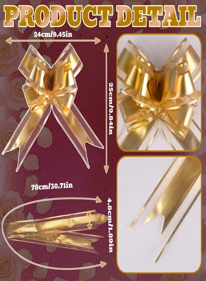Muswarm Pull Bows for Gift Wrapping, 15 PCS Large Valentines Ribbon Bow for Presents Package, Gift Baskets, Birthday, Wedding, and Party Decor(Matte &Tulle-Gold - Image 2