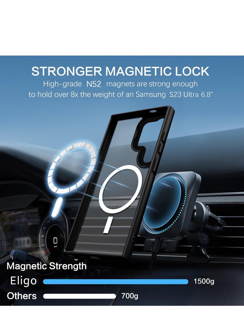 Asan Ge for Samsung S23 Ultra Case, Compatible with MagSafe, Magnetic Translucent Matte Back Shockproof Cover with Strong Magnet, Slim Thin Full Protection Phone Case for Galaxy S23 Ultra 5G (Black) - Image 2