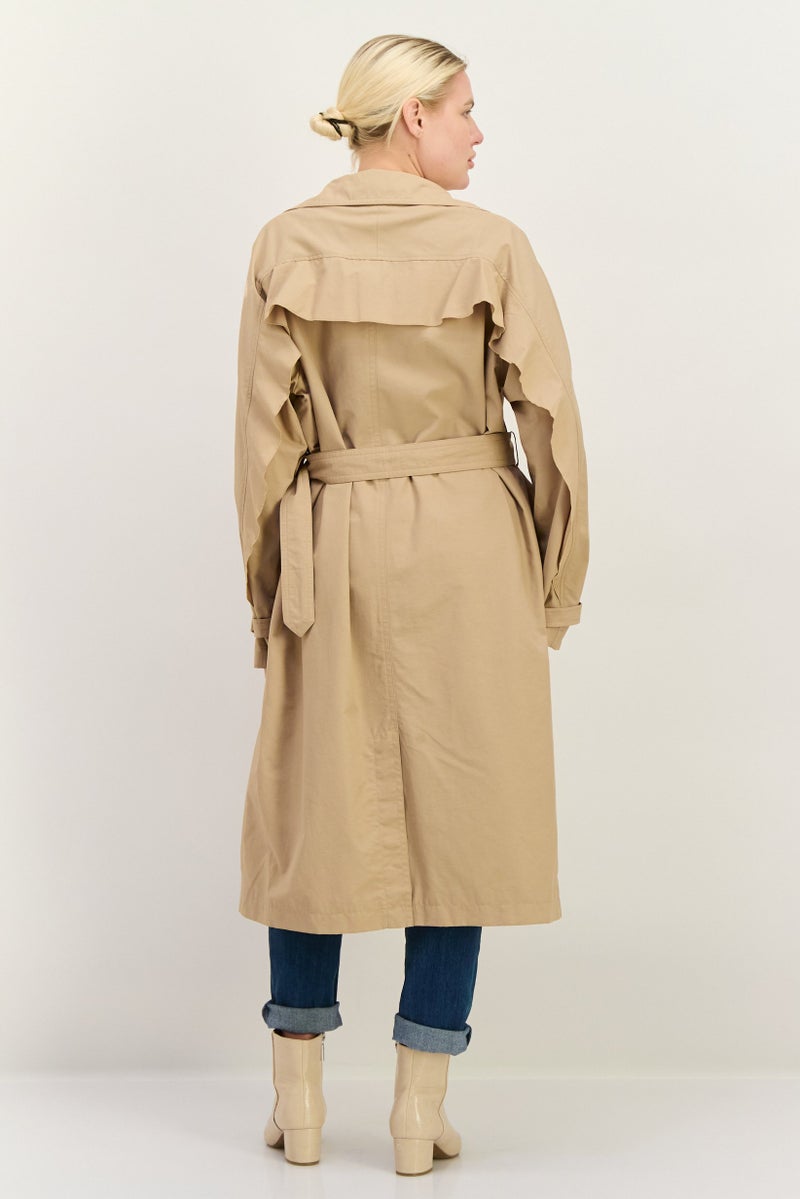 GEOX Women Brand Logo Belted Trench Coat, Beige - Image 3