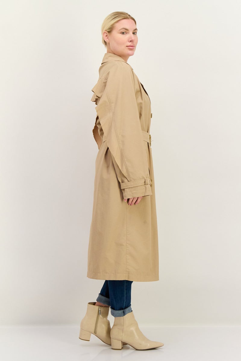 GEOX Women Brand Logo Belted Trench Coat, Beige - Image 4