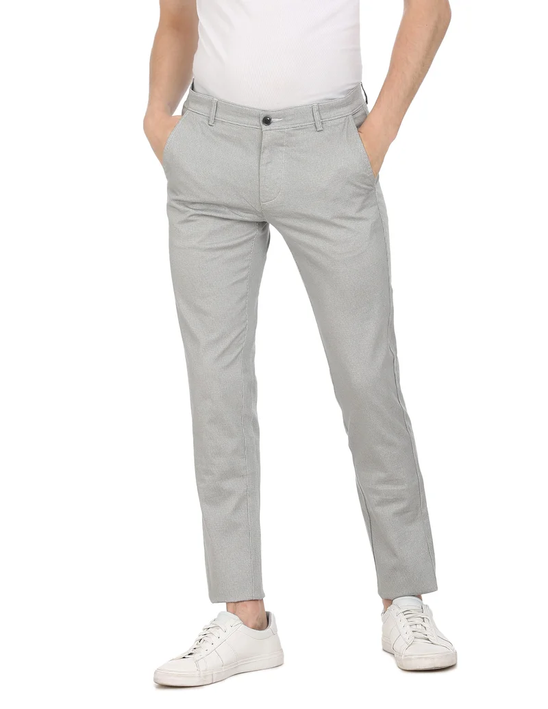 Arrow Low Rise Bronson Slim Fit Printed Casual Trousers