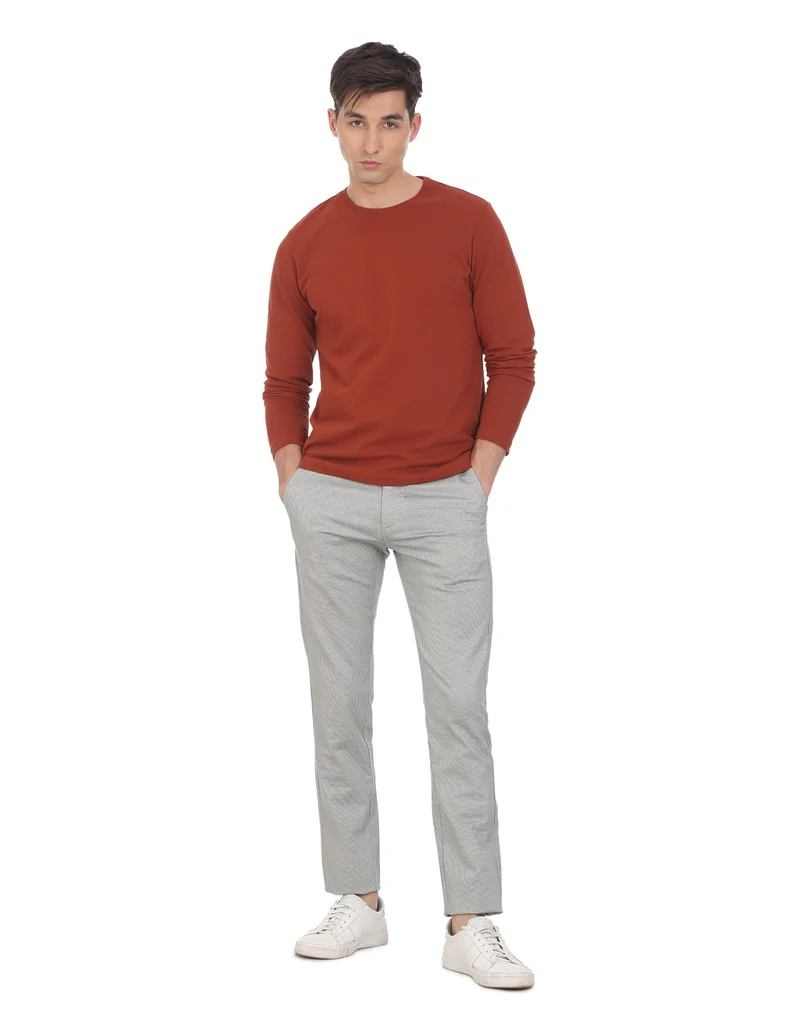 Arrow Low Rise Bronson Slim Fit Printed Casual Trousers