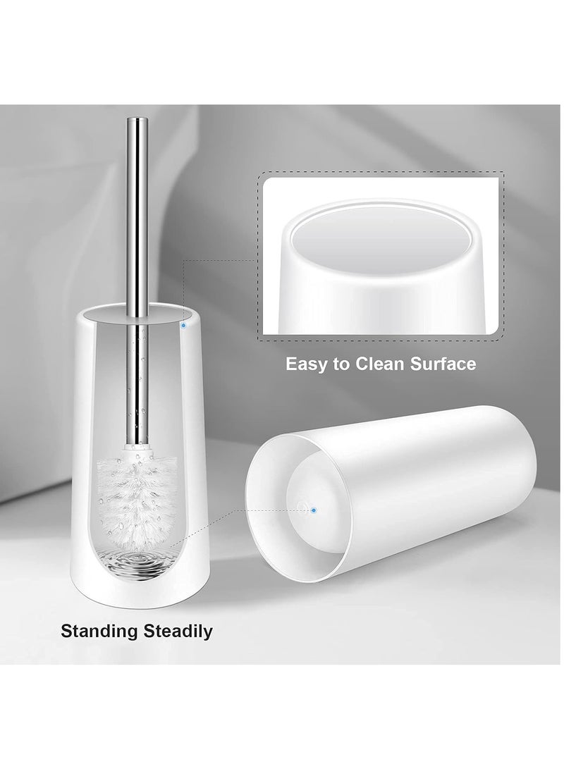 عربست فرشاة المرحاض وحاملها، فرشاة المرحاض مع مقبض طويل من الفولاذ المقاوم للصدأ 304، فرشاة المرحاض المخفية مع شعيرات تنظيف متينة للتنظيف العميق للحمام (أبيض) - Image 3