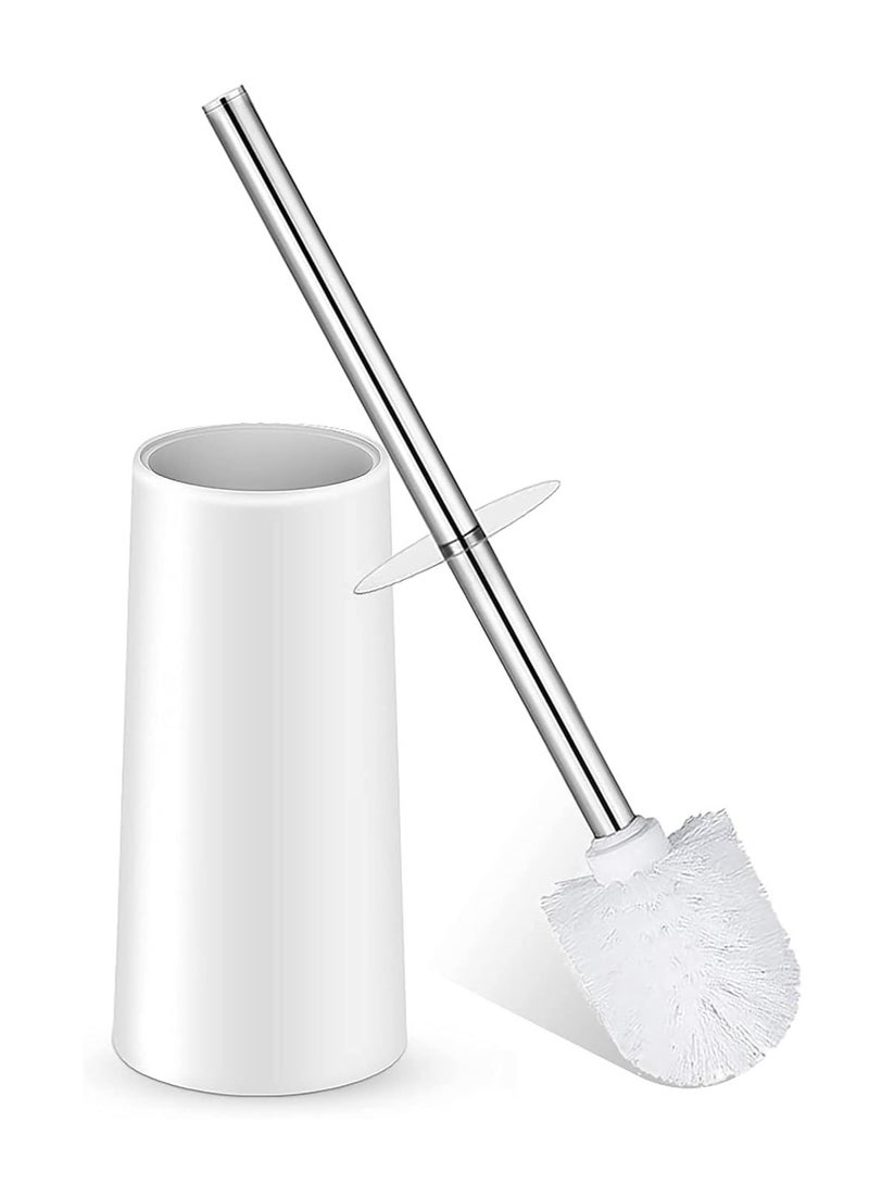 عربست فرشاة المرحاض وحاملها، فرشاة المرحاض مع مقبض طويل من الفولاذ المقاوم للصدأ 304، فرشاة المرحاض المخفية مع شعيرات تنظيف متينة للتنظيف العميق للحمام (أبيض) - Image 1