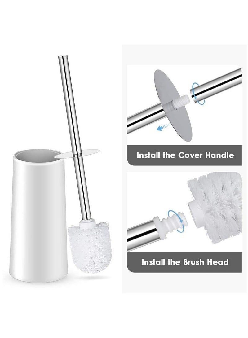 عربست فرشاة المرحاض وحاملها، فرشاة المرحاض مع مقبض طويل من الفولاذ المقاوم للصدأ 304، فرشاة المرحاض المخفية مع شعيرات تنظيف متينة للتنظيف العميق للحمام (أبيض) - Image 5