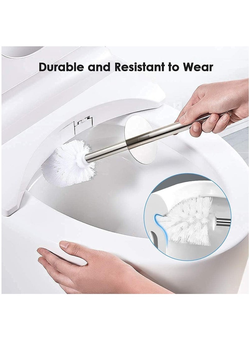 عربست فرشاة المرحاض وحاملها، فرشاة المرحاض مع مقبض طويل من الفولاذ المقاوم للصدأ 304، فرشاة المرحاض المخفية مع شعيرات تنظيف متينة للتنظيف العميق للحمام (أبيض) - Image 4