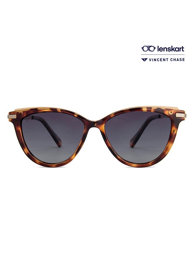 VINCENT CHASE نظارات شمسية عتيقة كاملة الإطار مربعة قطبية ومحمية من الأشعة فوق البنفسجية للرجال والنساء VC S12593/P - 58 مم - فضي ونظارات شمسية كاملة الإطار على شكل عين القط للنساء - حجم العدسة: 50 مم - بني - Image 3