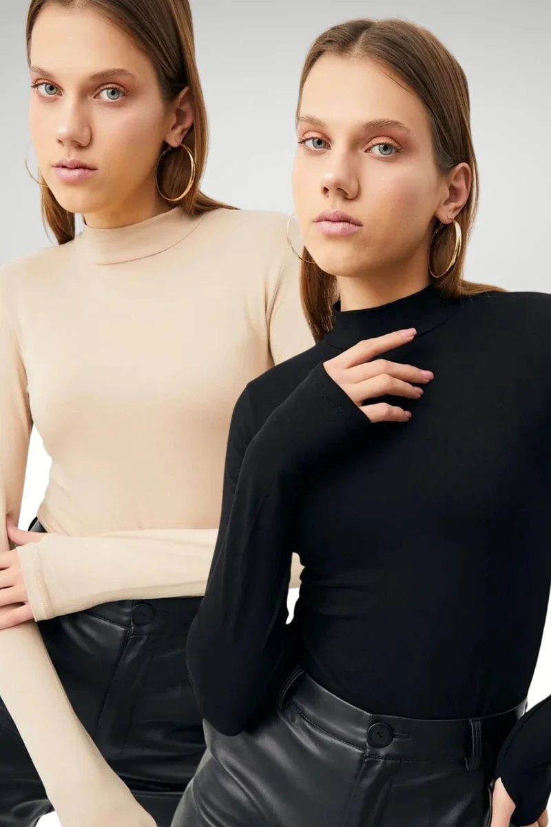 Bipantolon BIPANTOLON Women's 2-Pack Cut-Out Half Turtleneck Bodysuits