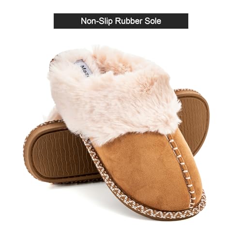 mazeskin Women's Fluffy Memory Foam Slippers, Cozy Winter Furry House Shoes with Warm Fuzzy Lining and Non-Slip Rubber Sole Indoor Outdoor,Chestnut US6-7.5 - Image 5