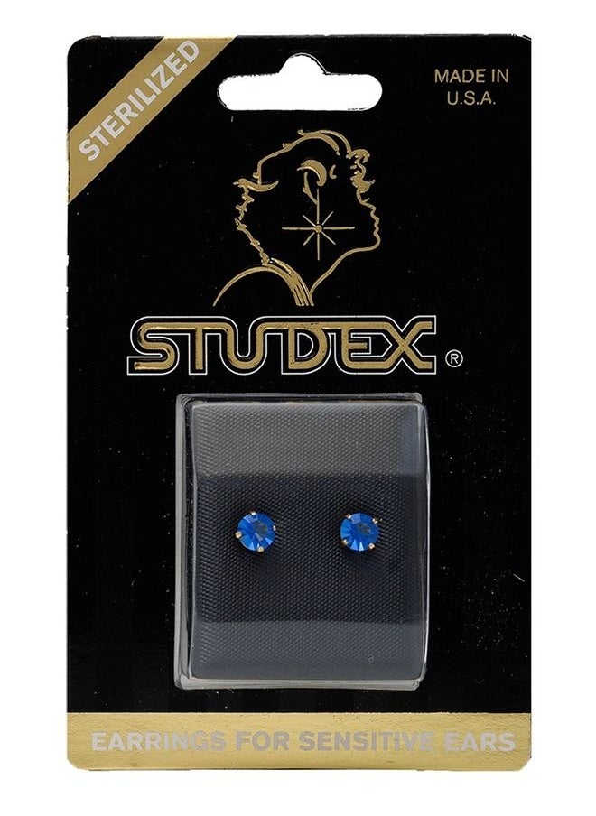 Studex - 5MM September Sapphire 24K Pure Gold Plated Ear Studs - Image 1