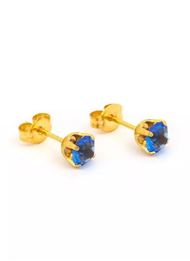 Studex - 5MM September Sapphire 24K Pure Gold Plated Ear Studs - Image 1