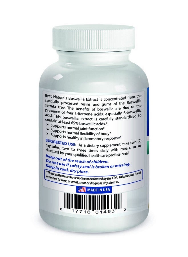 Best Naturals Boswellia Serrata Joint Health 250 mg 120 Capsules - Standardized to 65% Boswellic Acid (120 Count (Pack of 1))