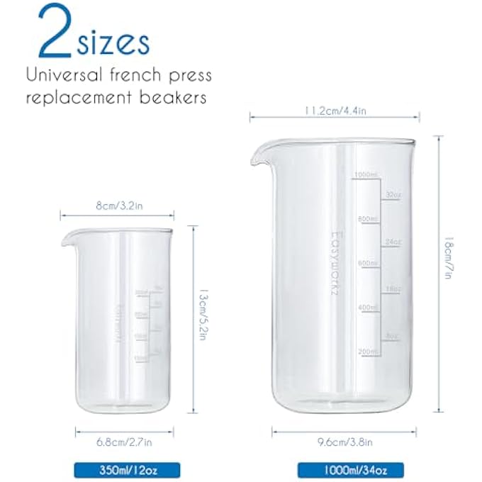 EASYWORKZ Borosilicate Glass Replacement Beaker For French Press Coffee Maker 350 Ml - Image 5