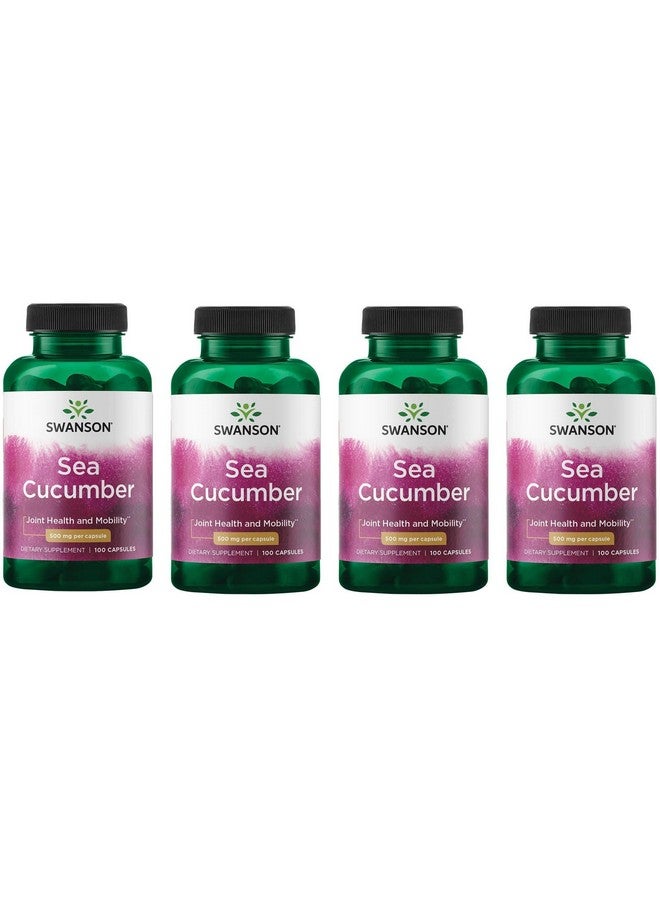 Swanson Sea Cucumber - Natural Supplement Promoting Joint Health & Mobility Support - Supports Cartilage Protection & Connective Tissue Health - (100 Capsules, 500mg Each) (4 Pack)