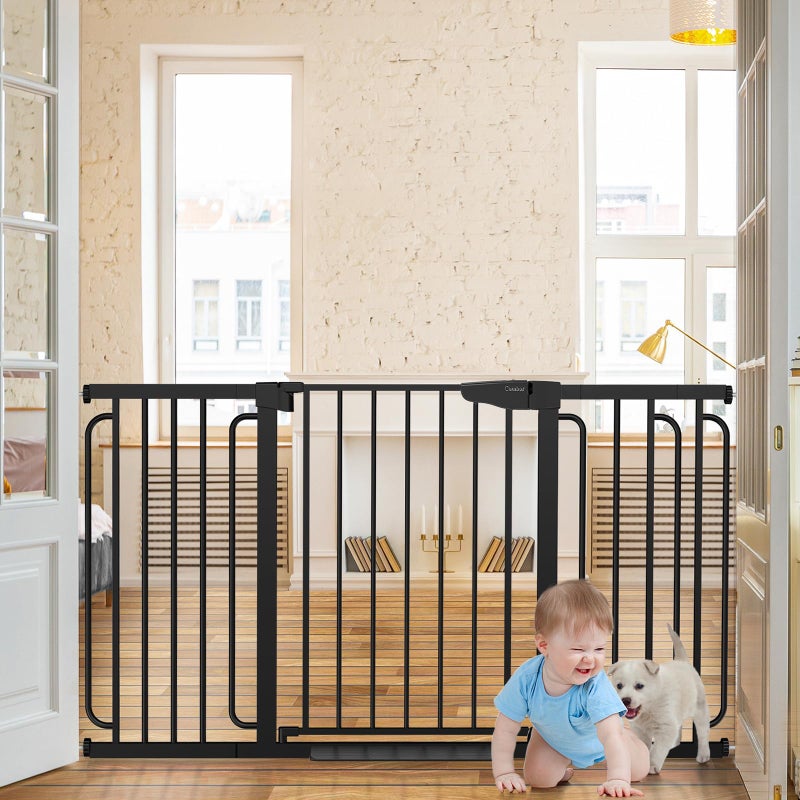Cumbor 29757 Extra Wide Baby Gate for Stairs Moms Choice Awards WinnerDog Gate for Doorways Pressure Mounted Walk Through Safety Child Gate for Kids Toddler Tall Pet Puppy Fence Gate Black