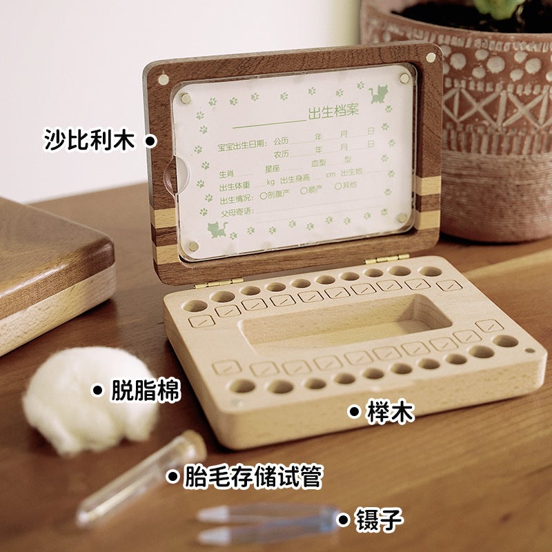 Wooden Deciduous Teeth and Umbilical Cord Storage Box – Creative Gift for Kids - Image 3