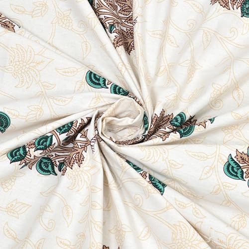 DE CAMA Since 1997 | 100% Cotton 300 TC Premium King Size Bedsheet for Double Bed (90 x 108 Inch) with 2 Pillow Covers Set (17 x 27 Inch) Hand Block Printed Bedsheet Set - Green Elegance - Image 4