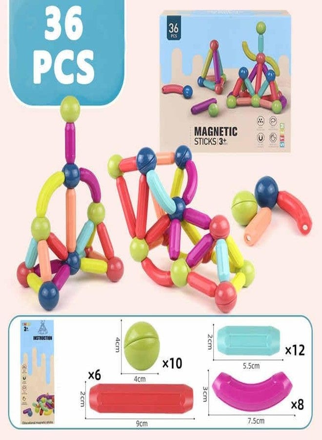 Brand Conquer Magnetic Sticks Building Blocks for Kids Toys for Girls | Magnetic Toys for Boys Age 3+Year 4 5 6 7 8 10 12 14 Old Educational Stem Learning Magnet Stick with Balls Game (36 Pcs) - Image 5