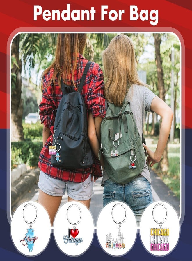 Landical 12 Pcs Chicago Keychains Souvenir Bulk Bottle Opener Keyring Chicago Theme Gifts City Keychains Women Travel Gifts - Image 4
