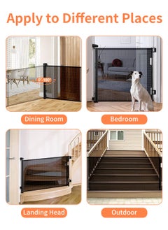Moovant Retractable Child Safety Gate, Adjustable Flexible Baby Gate, Pet Fence for Doorways/Stairs/Hallways/Indoor/Outdoor, Black, 140*86cm  - Image 3