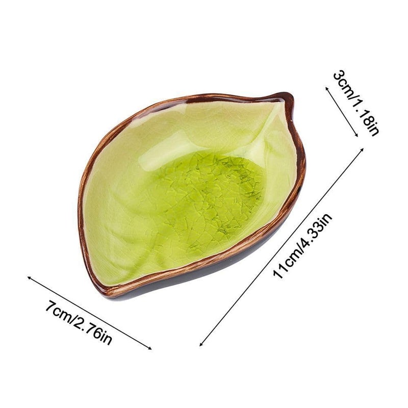 NAIDEV Leaf Ceramic Seasoning Soy Sauce Vinegar Small Plate Kitchen MultiFunctional Vinegar Hotpot Sauce Plate Seasoning Plate Small Serving Bowls for Side Dishes Tea Bag Holder 6 - Image 2
