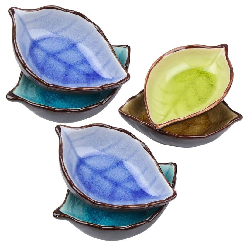 NAIDEV Leaf Ceramic Seasoning Soy Sauce Vinegar Small Plate Kitchen MultiFunctional Vinegar Hotpot Sauce Plate Seasoning Plate Small Serving Bowls for Side Dishes Tea Bag Holder 6 - Image 1