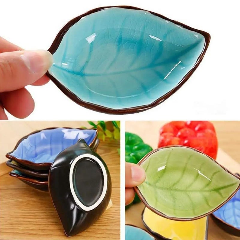 NAIDEV Leaf Ceramic Seasoning Soy Sauce Vinegar Small Plate Kitchen MultiFunctional Vinegar Hotpot Sauce Plate Seasoning Plate Small Serving Bowls for Side Dishes Tea Bag Holder 6 - Image 5