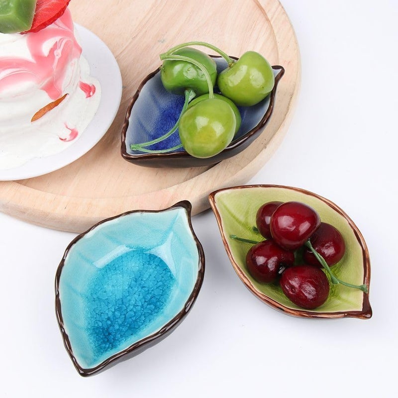 NAIDEV Leaf Ceramic Seasoning Soy Sauce Vinegar Small Plate Kitchen MultiFunctional Vinegar Hotpot Sauce Plate Seasoning Plate Small Serving Bowls for Side Dishes Tea Bag Holder 6 - Image 4