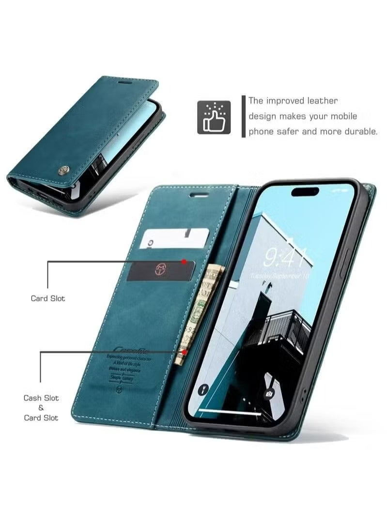 CaseMe iPhone 15 Leather Case Wallet Flip Cover Card Slots Magnetic Closure Stand Phone Holder Function Fold Shockproof Protective Full Protection Anti-drop Anti-scratch Accessory For iPhone 15 - Image 2