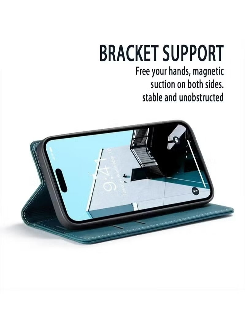CaseMe iPhone 15 Leather Case Wallet Flip Cover Card Slots Magnetic Closure Stand Phone Holder Function Fold Shockproof Protective Full Protection Anti-drop Anti-scratch Accessory For iPhone 15 - Image 3