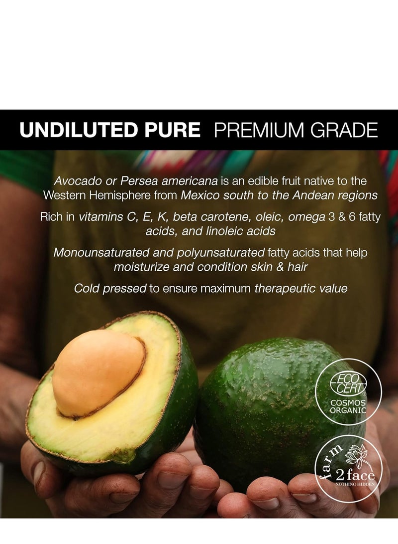 Soulflower Soulflower Avocado Carrier Oil For Hair Growth, Face & Skin Care, Controls Acne, Moisturizing Scalp - 100% Pure, Organic, Natural Cold Pressed Oil, 6.77 Fl Oz / 200 ml - Image 2