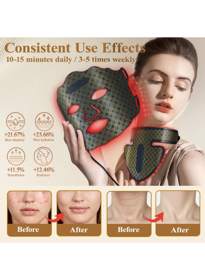 Arabest Red Light Therapy Mask for Face and Neck, 7 Colors LED Face Mask with 173 LED Beads, 1200mAh Rechargeable Led Face Mask with Timer Function for Skin Care Device at Home and Travel, Black - Image 3