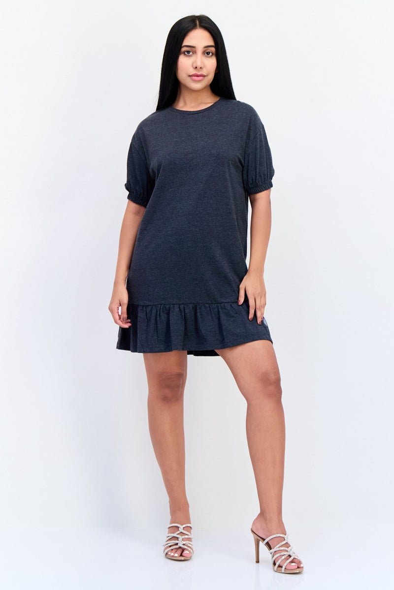 ONLY فستان ميني نسائي سادة، رمادي أنثراسايت - Image 4