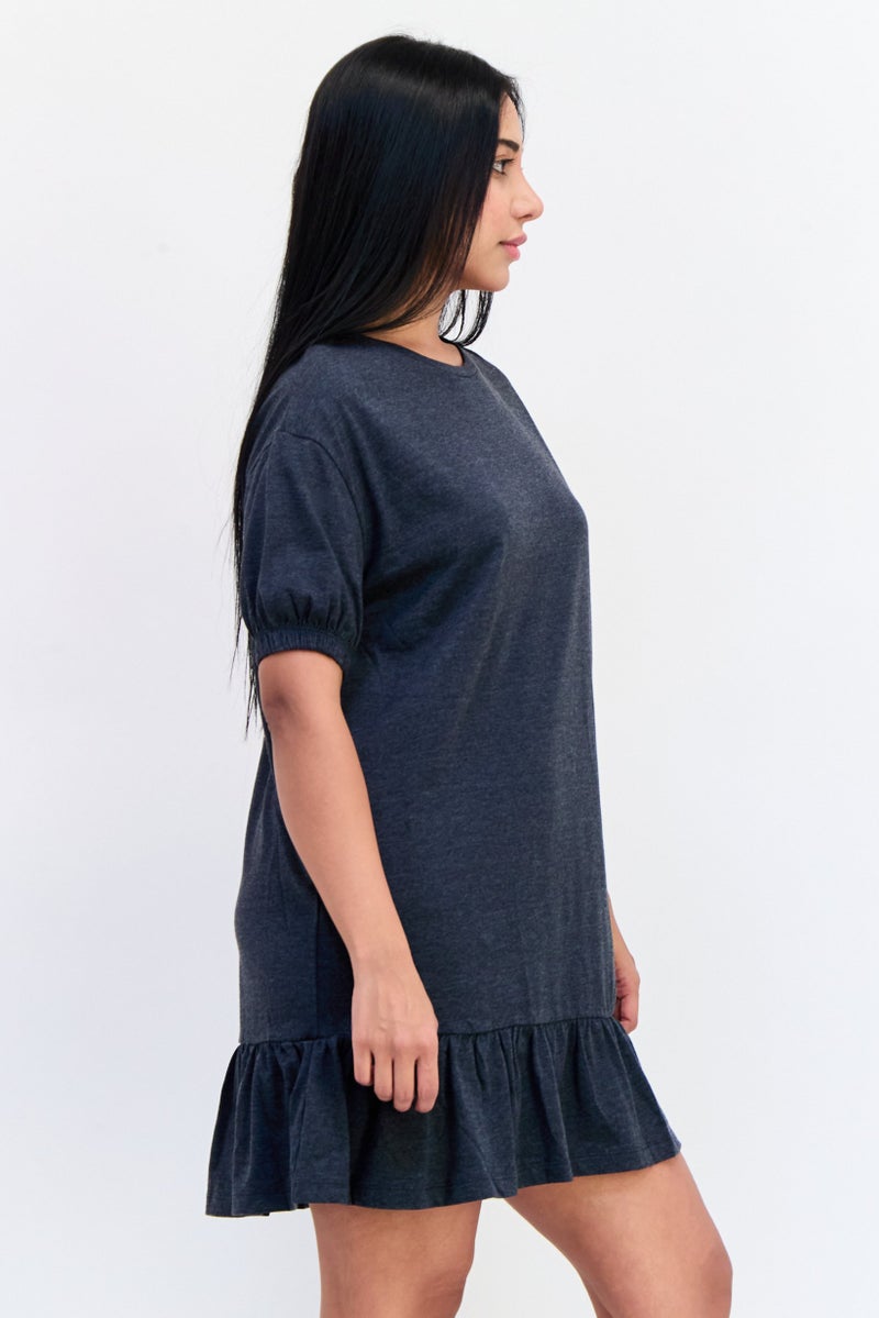 ONLY فستان ميني نسائي سادة، رمادي أنثراسايت - Image 2