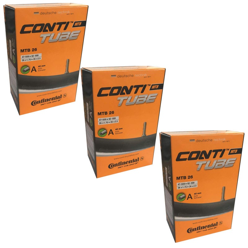 أنبوب داخلي لدراجة جبلية كونتيننتال 26" × 1.75-2.5 - صمام شرايدر 40 مم (مجموعة من 3)