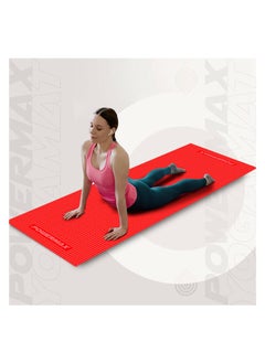 PowerMax Fitness 6mm Thick Premium Exercise Red Color Yoga Mat-Ultra-Dense, Non-Slip, Eco-Friendly with Moisture-Resistant Cushioning for Optimal Comfort and Stability  - Image 2