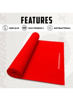 PowerMax Fitness 6mm Thick Premium Exercise Red Color Yoga Mat-Ultra-Dense, Non-Slip, Eco-Friendly with Moisture-Resistant Cushioning for Optimal Comfort and Stability  - Image 4