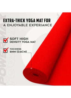 PowerMax Fitness 6mm Thick Premium Exercise Red Color Yoga Mat-Ultra-Dense, Non-Slip, Eco-Friendly with Moisture-Resistant Cushioning for Optimal Comfort and Stability  - Image 5