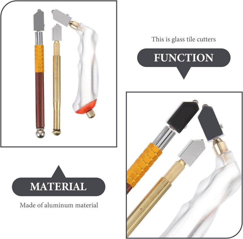 Healifty 3pcs Glass Cutter Set with Metal Handles Handheld Glass Cutting Tools for Tile Includes Small and Large Cutting Wheels Suitable for Home and Professional Use - Image 3