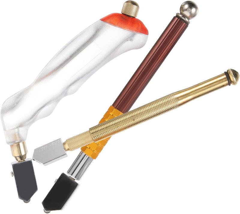 Healifty 3pcs Glass Cutter Set with Metal Handles Handheld Glass Cutting Tools for Tile Includes Small and Large Cutting Wheels Suitable for Home and Professional Use - Image 1