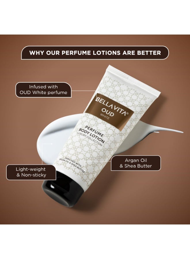 Bella Vita Luxury OUD WHITE Perfume Body Lotion for Nourishing, Hydrating, Soft, Supple,Healthy Skin with Argan Oil and Shea Butter 200 Ml - Image 2