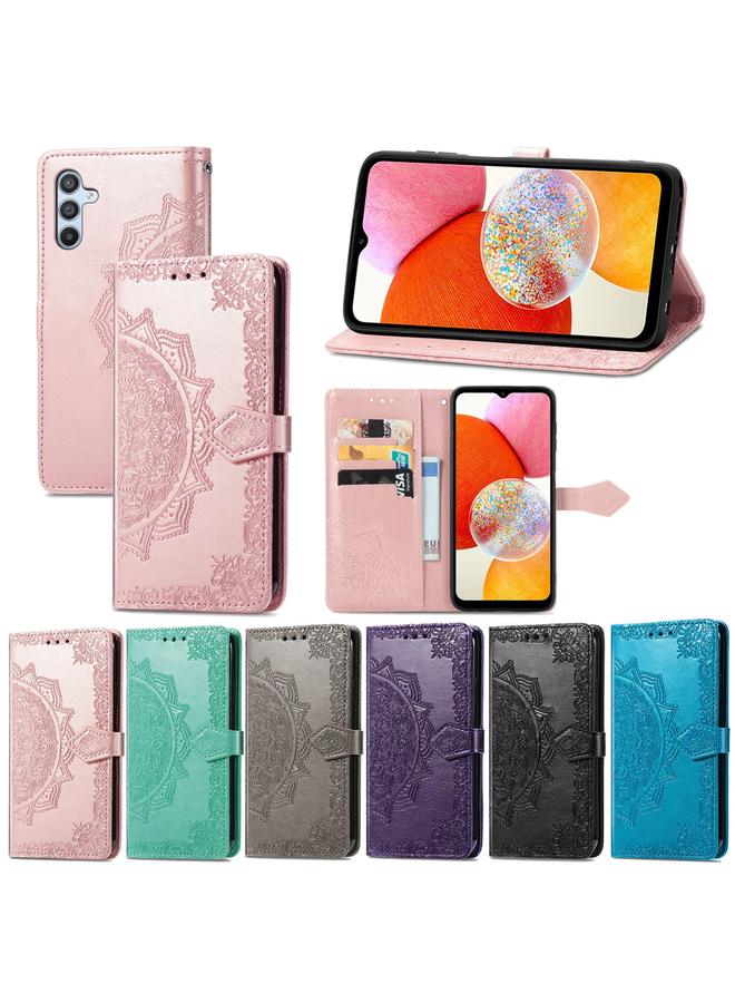 اس-توب جراب لهاتف Samsung Galaxy A14 4G جراب هاتف جلدي منقوش بزهرة ماندالا - Image 5