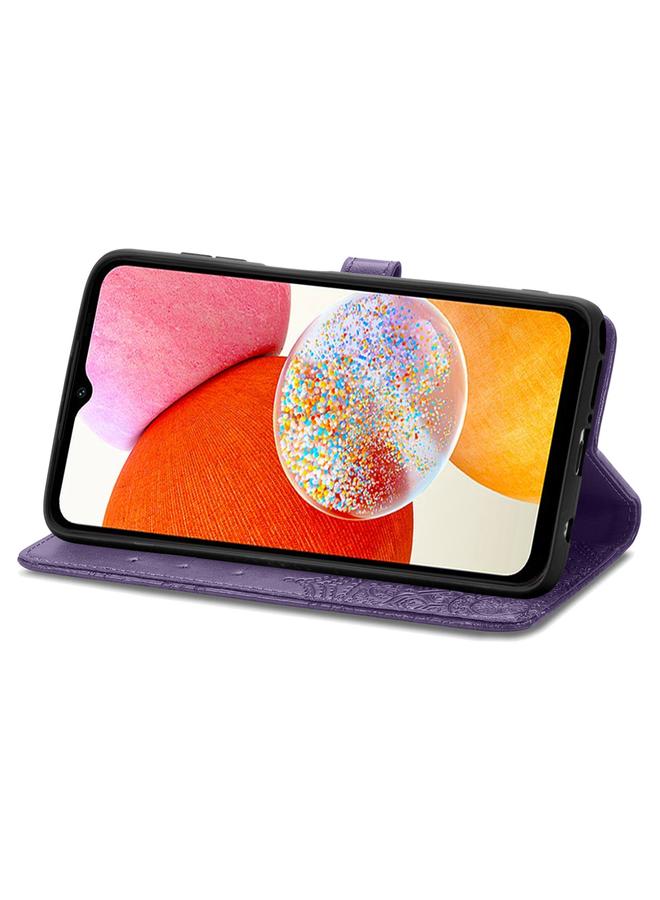 اس-توب جراب لهاتف Samsung Galaxy A14 4G جراب هاتف جلدي منقوش بزهرة ماندالا - Image 4