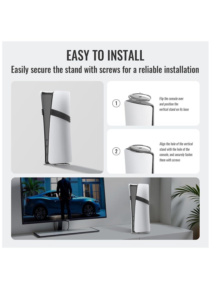 Vertical Stand for PS5 Console, Non-Slip Base Stand, PS5 Base Accessories, Metal Upright Base Anti-Slip Holder for PS5/PS5 PRO/PS5 Slim Console with Screw