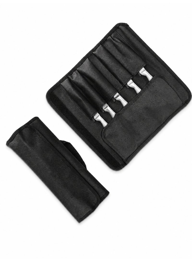 Waterproof Knife Roll Bag, Black Canvas Chef Knife Carry Case with Double Zipper, Scratch Resistant Knife Organizer for Knives Up to 6 Inches, Suitable for Kitchen, Camping and Outdoor Use - Image 1