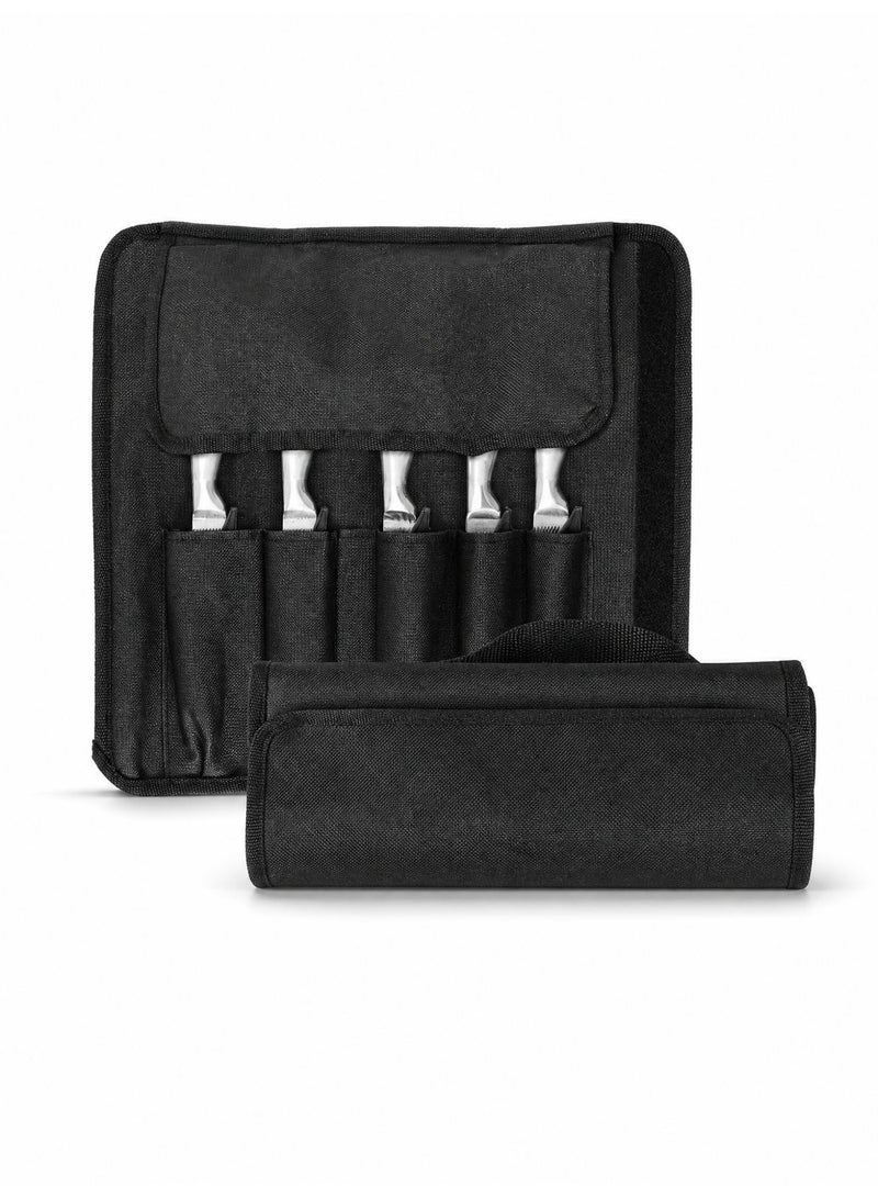 Waterproof Knife Roll Bag, Black Canvas Chef Knife Carry Case with Double Zipper, Scratch Resistant Knife Organizer for Knives Up to 6 Inches, Suitable for Kitchen, Camping and Outdoor Use - Image 2